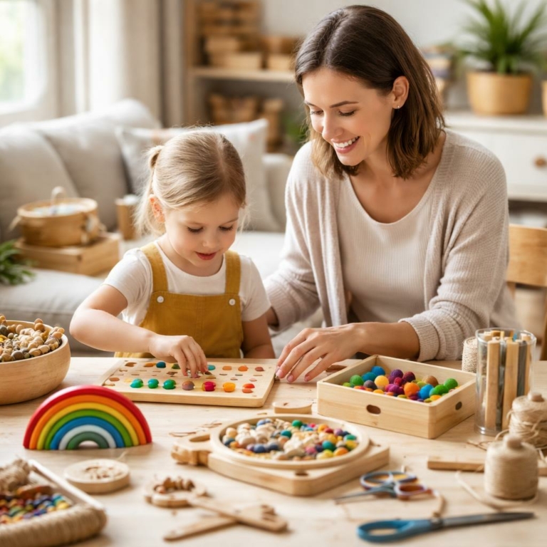 Jeux Montessori à fabriquer chez soi — idées simples pour stimuler autonomie et concentration
